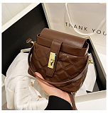 Vintage Design Color Blocking Plaid Pattern Shoulder Handle Bag