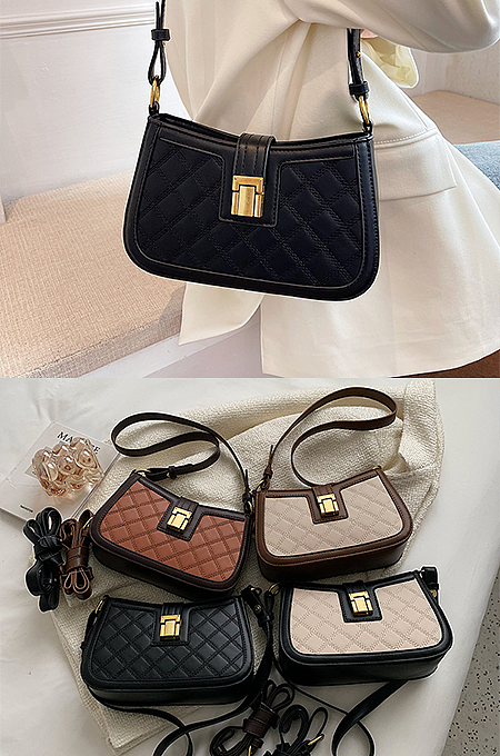 Design Plaid Pattern Color Blocking Hobo Quilted Crossbody Bag