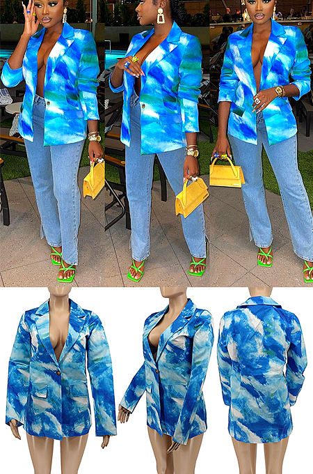 Tied-dye Shirt Collar Jacket