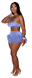 Halter Crop Top and Tassel Hem Shorts Set