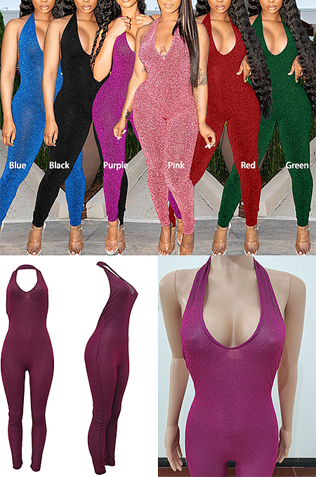 Halter Offer Shoulder Jumpsuit