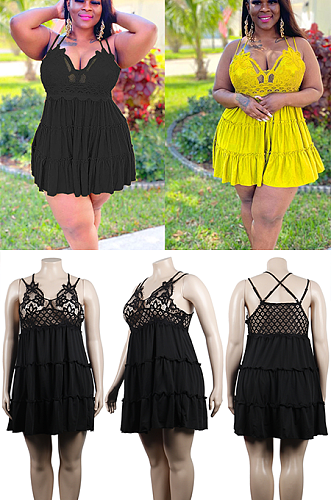 Maxi Hollow-out Flared Dress(Plus size)