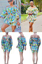 Offer Shoulder Self-tied Shorts Set