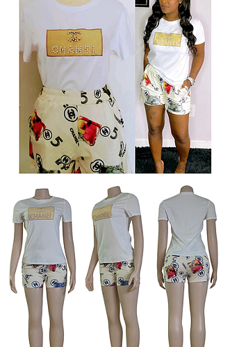 Rihnstone BeadedShorts Set