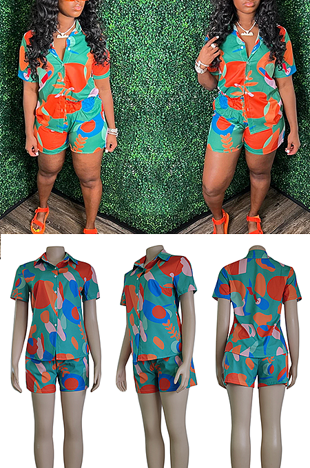 Color Block Shirt Set