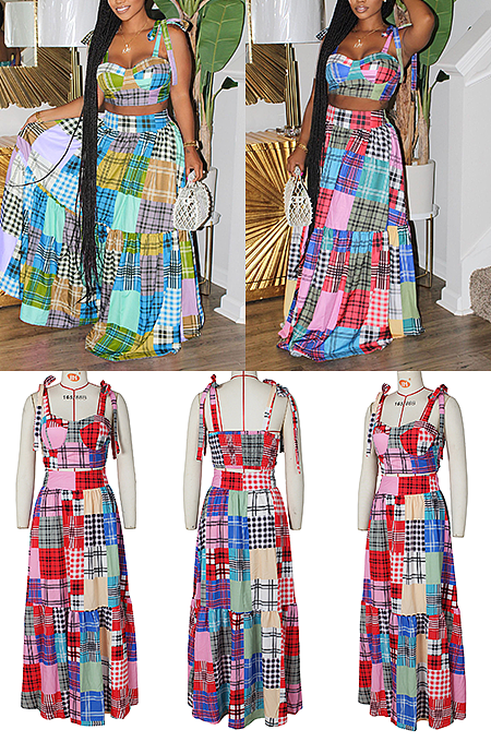 ColorBlock Tank Top & Skirt Set