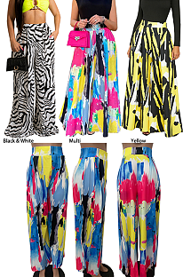 Contrast Printed Long Skirt