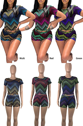 Contrast Printed Shorts Set