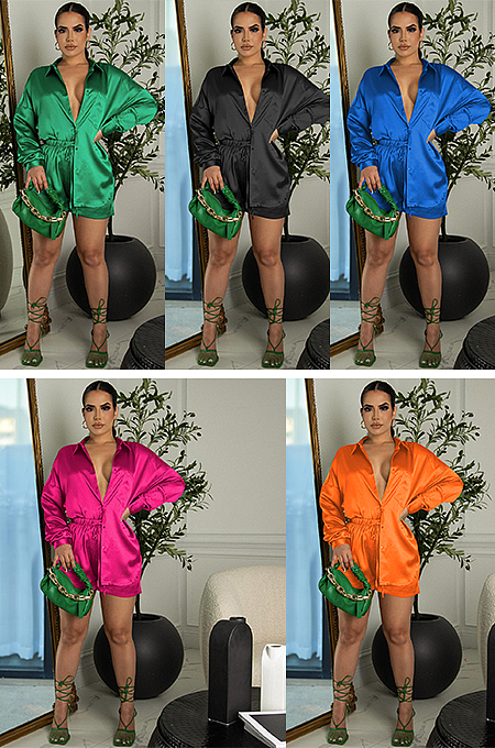 Long Sleeve Shirt Top & Shorts Set