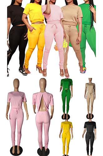 Back Zipper Up Pants Set