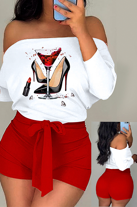 Printed Off Shoulder Romper