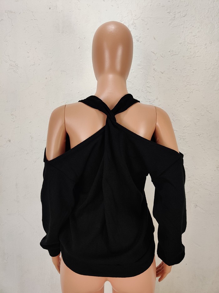 Knitted Off Shoulder Long sleeves Top