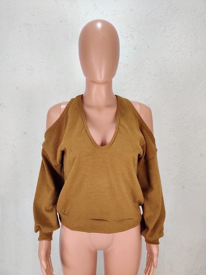 Knitted Off Shoulder Long sleeves Top