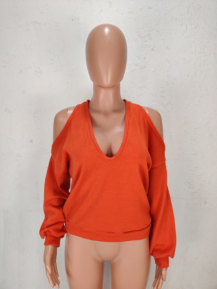 Knitted Off Shoulder Long sleeves Top