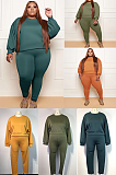 Solid Color Plus Size Pants Set