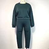 Solid Color Plus Size Pants Set
