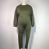 Solid Color Plus Size Pants Set