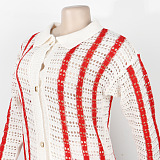 Knitted Button Up Short Set Long Sleeve Top