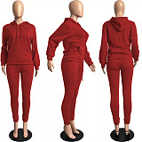 Solid Color Hoodie Pants Set