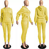 Solid Color Hoodie Pants Set