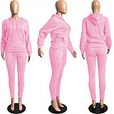 Solid Color Hoodie Pants Set