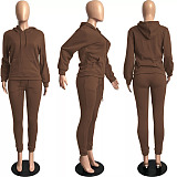 Solid Color Hoodie Pants Set