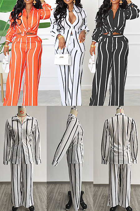 Stripes Loose Pants Set