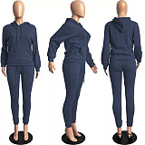 Solid Color Hoodie Pants Set