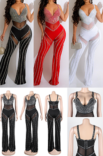 Rhinestone Beaded Tank Jumpsuit