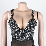 Rhinestone Beaded Tank Jumpsuit