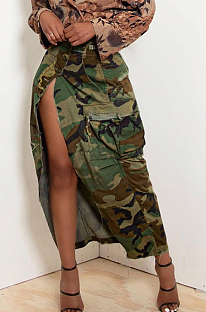 Camo Side Split Skirt