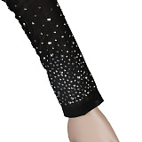 Woven Fabric Rhinestone Beaded Side Split Jumpsuit