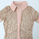 Indoor Button Up Party Sequins Dress