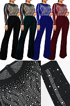 Rhinestone Beaded Long Sleeve Jumpsuit