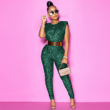 Off Shoulder Bling Bling Jumpsuit