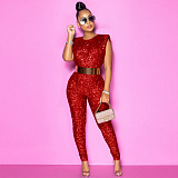 Off Shoulder Bling Bling Jumpsuit