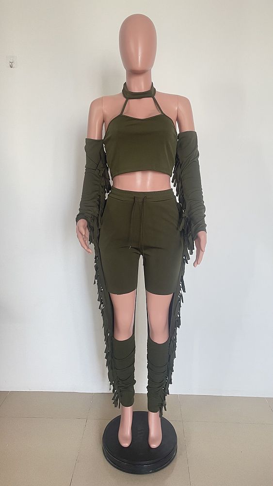 WHOLESALE | Tassel Cut-out Pants Set