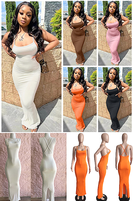 WHOLESALE | Bodycon Open Back Maxi Dress