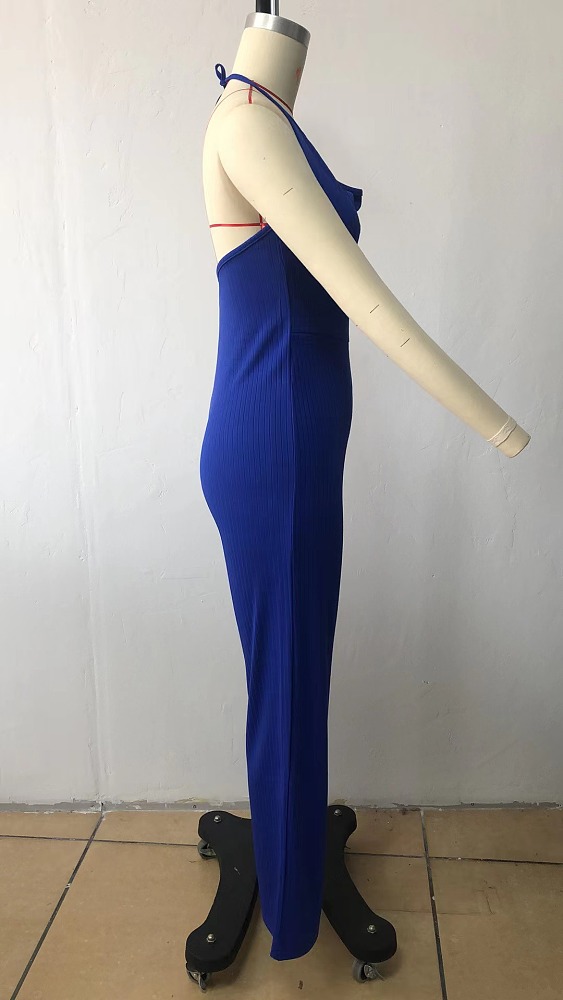 WHOLESALE | Neck Tied Open Back Wide Leg Jumpsuit
