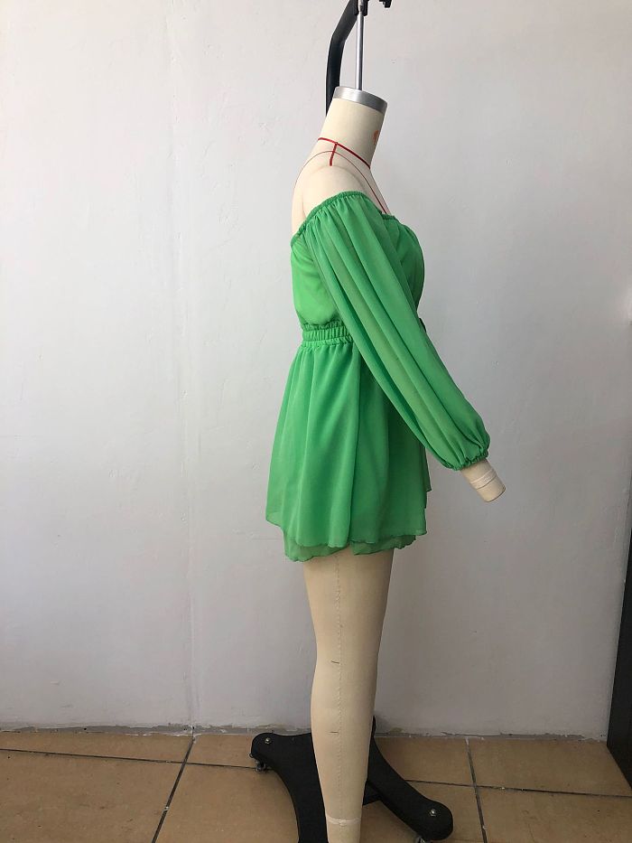 WHOLESALE | Off Shoulder Drawstring Flare Mini Dress