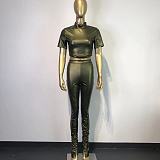 WHOLESALE | PU Material Bodycon Tassel Pants Set