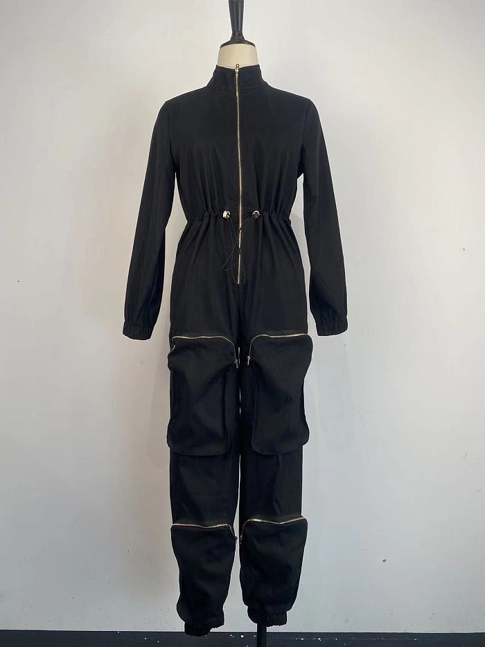 WHOLESALE | Loose Zipper Up Pocket Jumsuit