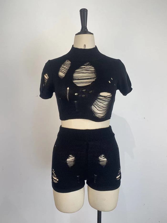 WHOLESALE | Distress Knited Shorts Set