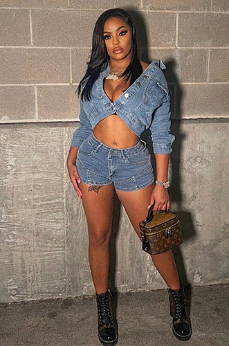 WHOLESALE |  Button Up Denim Shorts Set