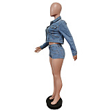 WHOLESALE |  Button Up Denim Shorts Set