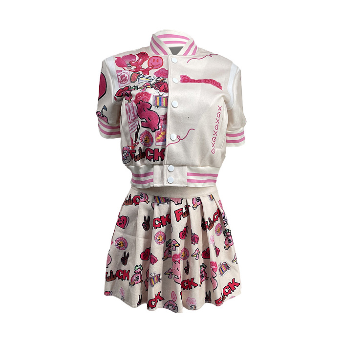 WHOLESALE |  Baseball Jacket & Skirt Set