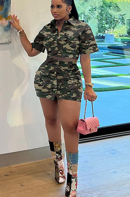 WHOLESALE |  Front Real Pocket Skirt Set in Jungle