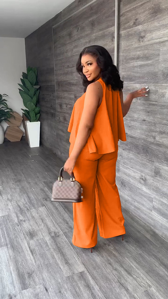 WHOLESALE |  Off Shoulder Elegent Loose Leg Pants Set