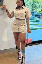 WHOLESALE |  Front Real Pocket Skirt Set in Apricot