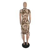 WHOLESALE |  Camo Drawstring Hme Ankle Dress Set